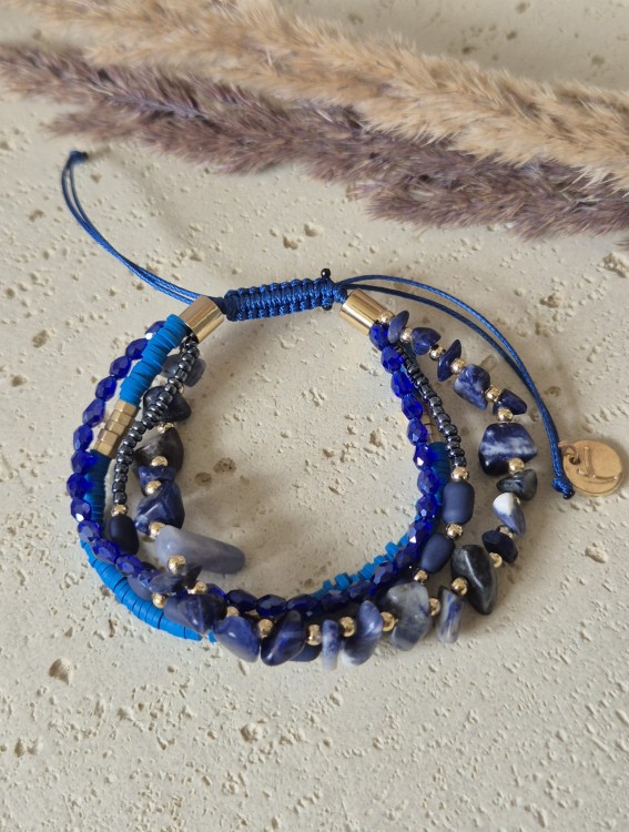 Bransoletka Boho Wielorzędowa – Ametyst, Fimo i Szkło fasetowane | Regulowana