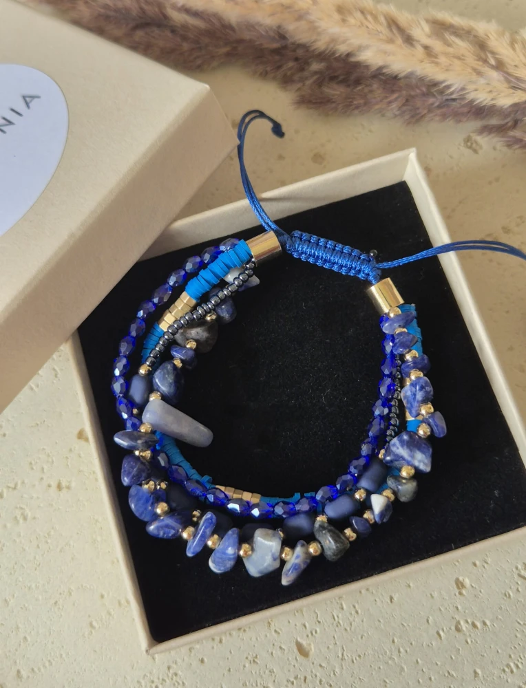 Bransoletka Boho Wielorzędowa – Ametyst, Fimo i Szkło fasetowane | Regulowana