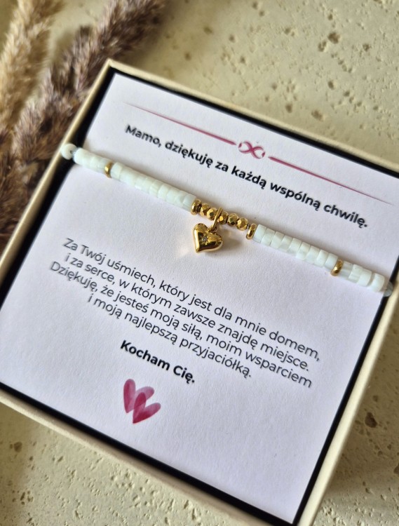 Naszyjnik z Sercem Muszla Naturalna Pozłacana 16K | Biżuteria na Dzień Mamy | Prezent z Dedykacją