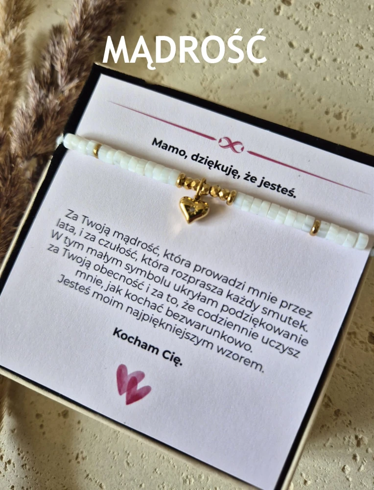 Naszyjnik z Sercem Muszla Naturalna Pozłacana 16K | Biżuteria na Dzień Mamy | Prezent z Dedykacją