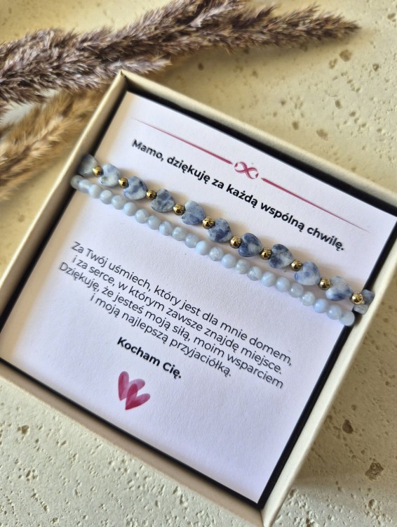 Wyciszenie i Oddech – Zestaw dla Mamy | Chalcedon i Awenturyn | Prezent z dedykacją