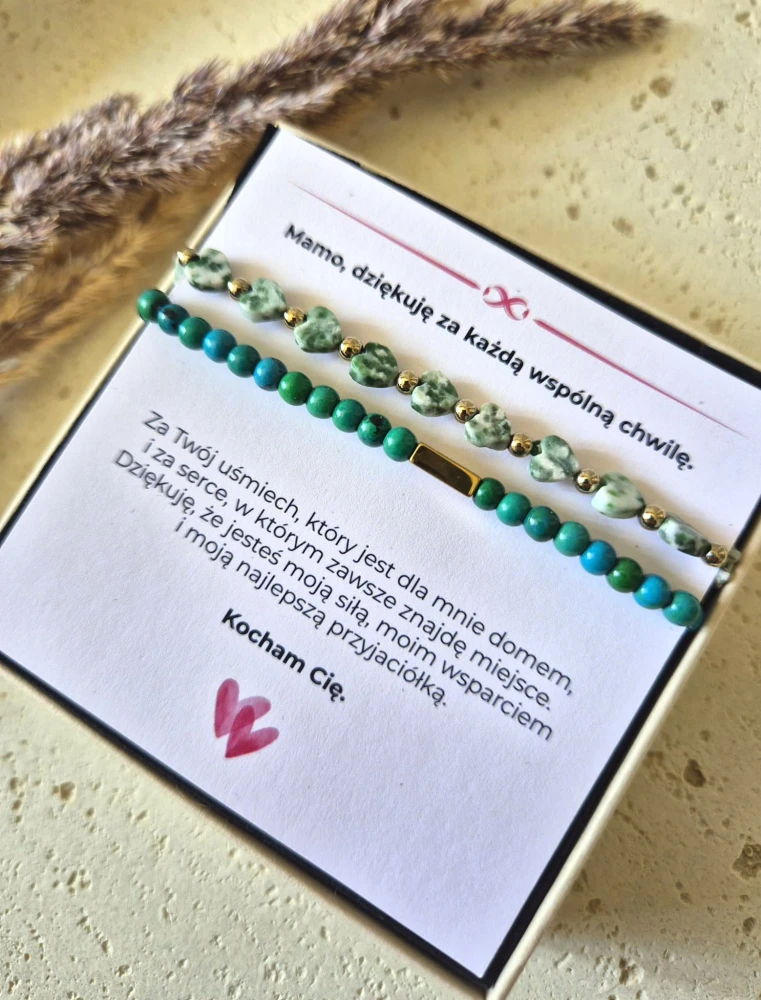 Kobieca Intuicja i Spokój – Zestaw dla Mamy | Chryzokola i Agat Mszysty | Prezent z dedykacją