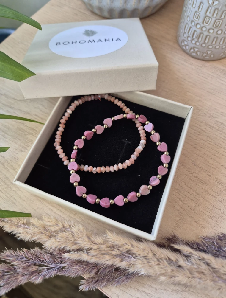 Słoneczna Energia i Spokój – Zestaw dla Mamy | Kamień Słoneczny i Rodonit | Prezent z dedykacją