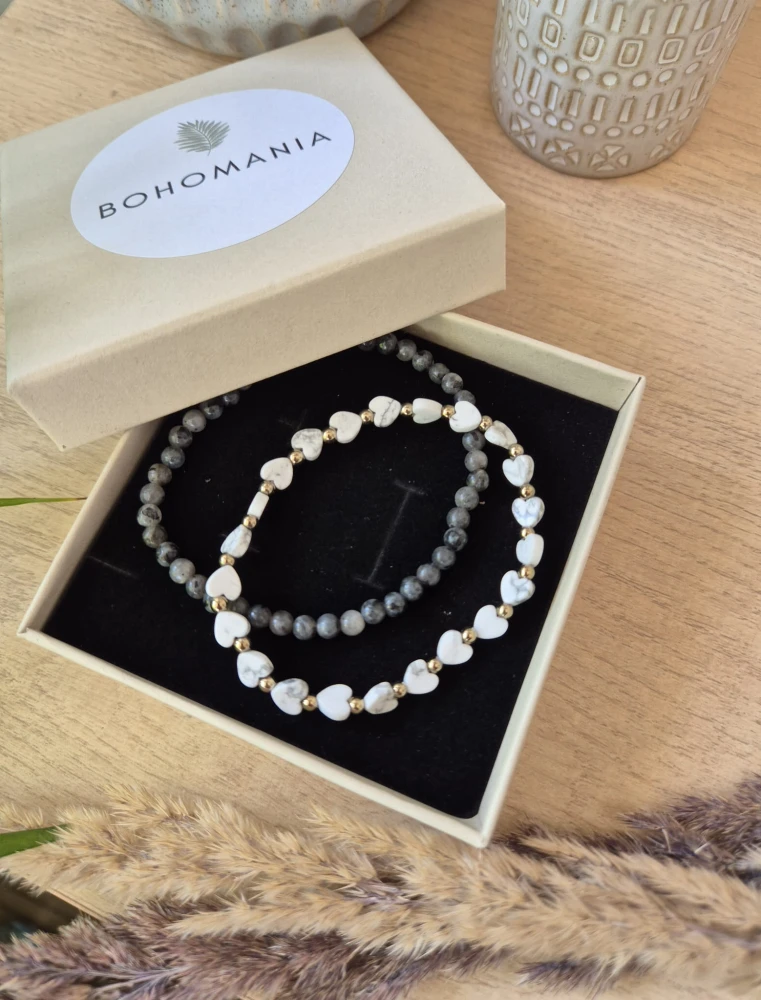 Intuicja i Wewnętrzny Spokój – Zestaw dla Mamy | Labradoryt i Howlit | Prezent z dedykacją