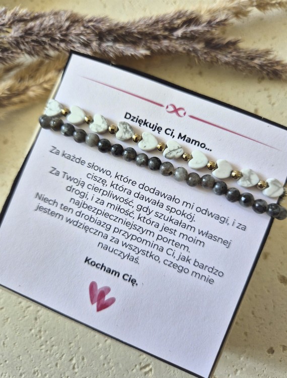Intuicja i Wewnętrzny Spokój – Zestaw dla Mamy | Labradoryt i Howlit | Prezent z dedykacją