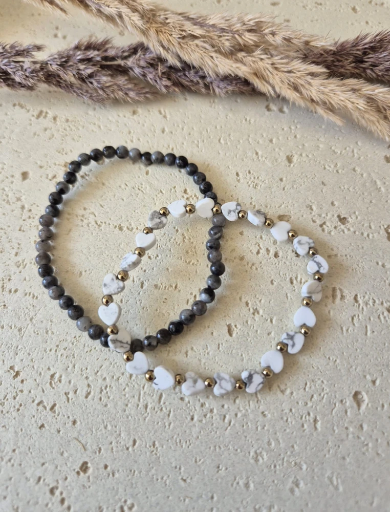 Intuicja i Wewnętrzny Spokój – Zestaw dla Mamy | Labradoryt i Howlit | Prezent z dedykacją