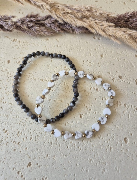 Intuicja i Wewnętrzny Spokój – Zestaw dla Mamy | Labradoryt i Howlit | Prezent z dedykacją