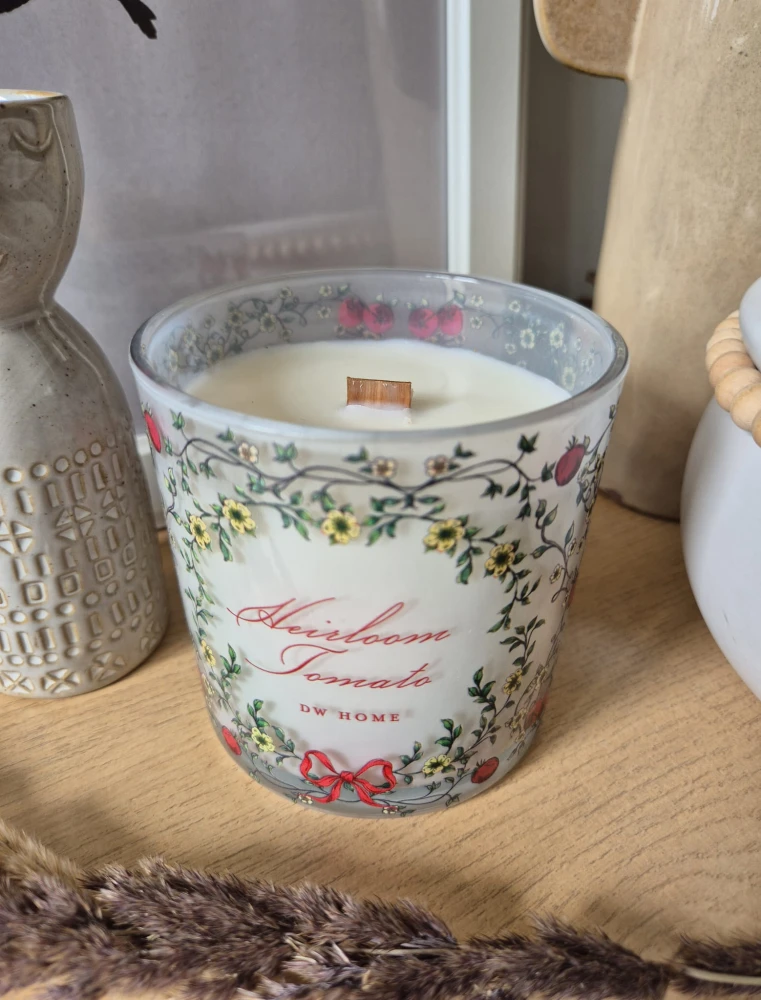 DW HOME Heirloom Tomato - Świeca dojrzałe pomidory i zioła 374g | Drewniany knot