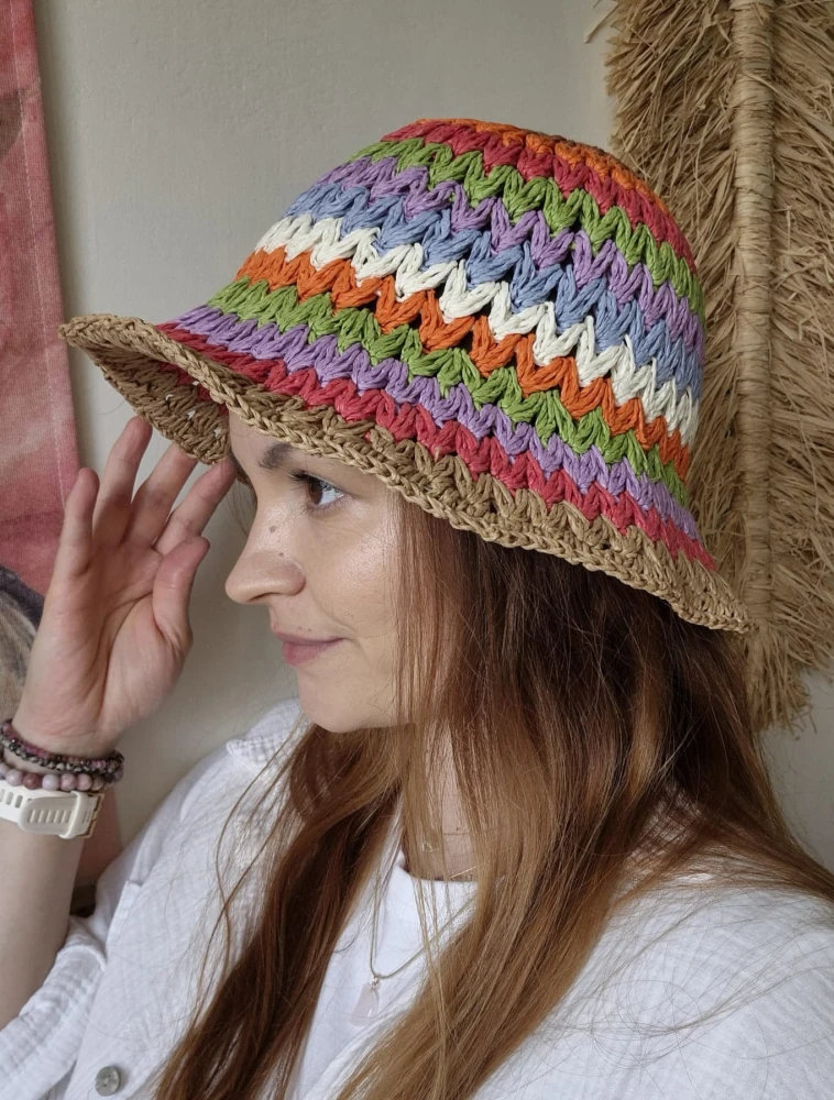 Ażurowy Bucket Hat RAINBOW na lato | Kolorowy Letni Kapelusz Damski