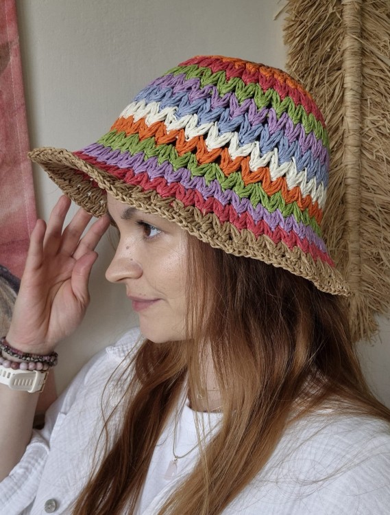 Ażurowy Bucket Hat RAINBOW na lato | Kolorowy Letni Kapelusz Damski