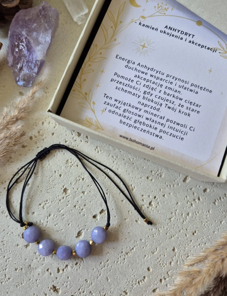WODNIK Bransoletka zodiakalna | Anhydryt - Ukojenie i akceptacja