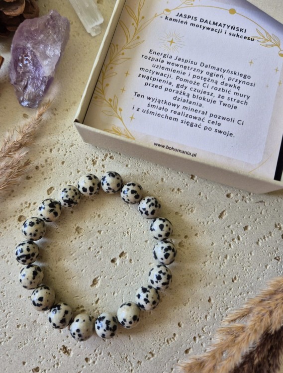 Bliźnięta Bransoletka zodiakalna | Jaspis dalmatyński - Motywacja i sukces