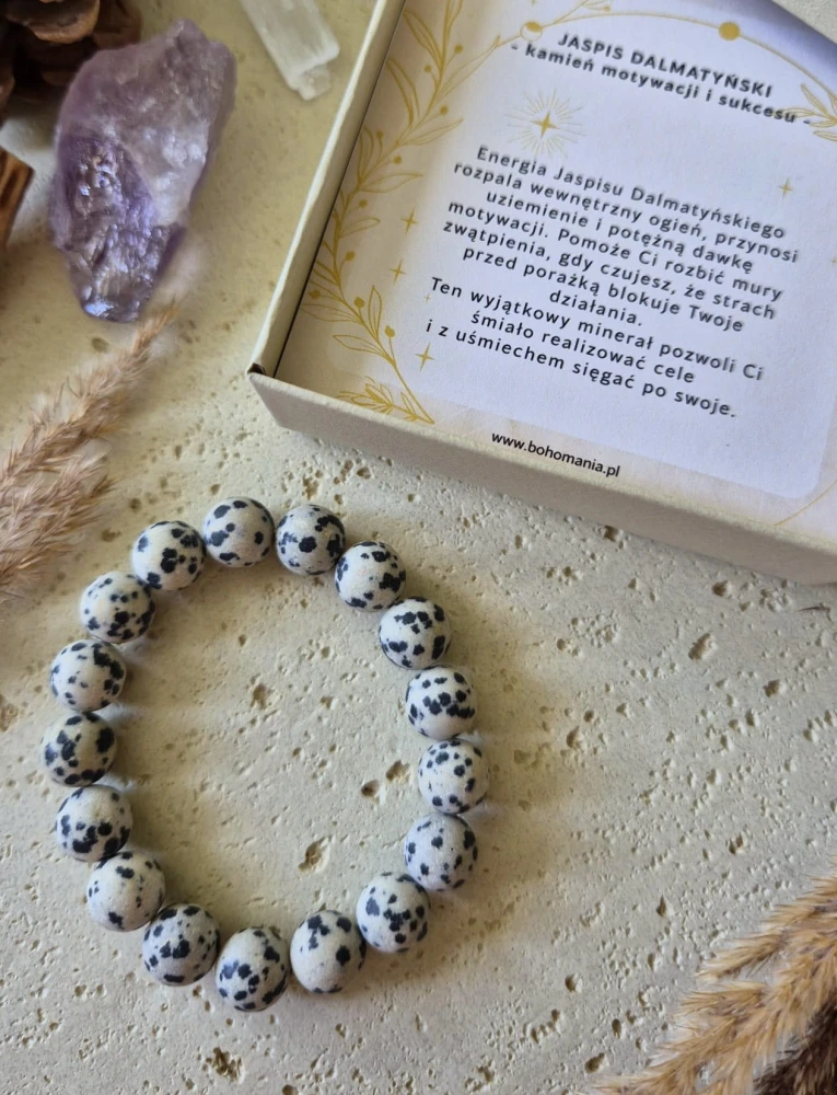 BARAN Bransoletka zodiakalna | Jaspis dalmatyński - Motywacja i sukces