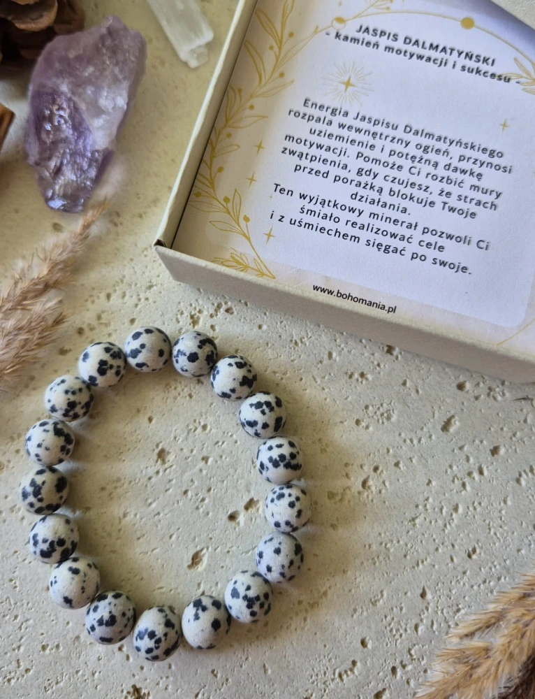 BLIŹNIĘTA Bransoletka zodiakalna | Jaspis dalmatyński - Motywacja i sukces