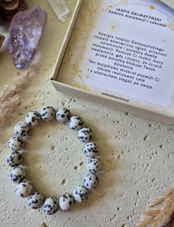BLIŹNIĘTA Bransoletka zodiakalna | Jaspis dalmatyński - Motywacja i sukces