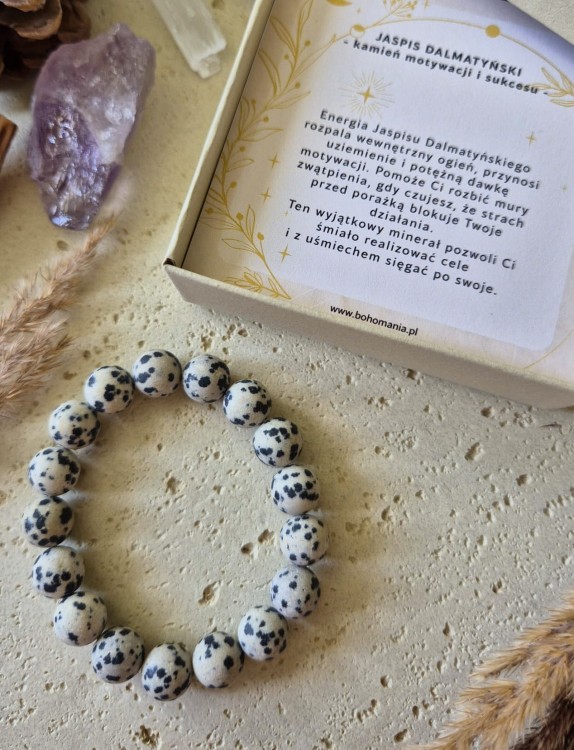 PANNA Bransoletka zodiakalna | Jaspis dalmatyński - Motywacja i sukces