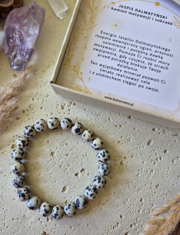 PANNA Bransoletka zodiakalna | Jaspis dalmatyński - Motywacja i sukces