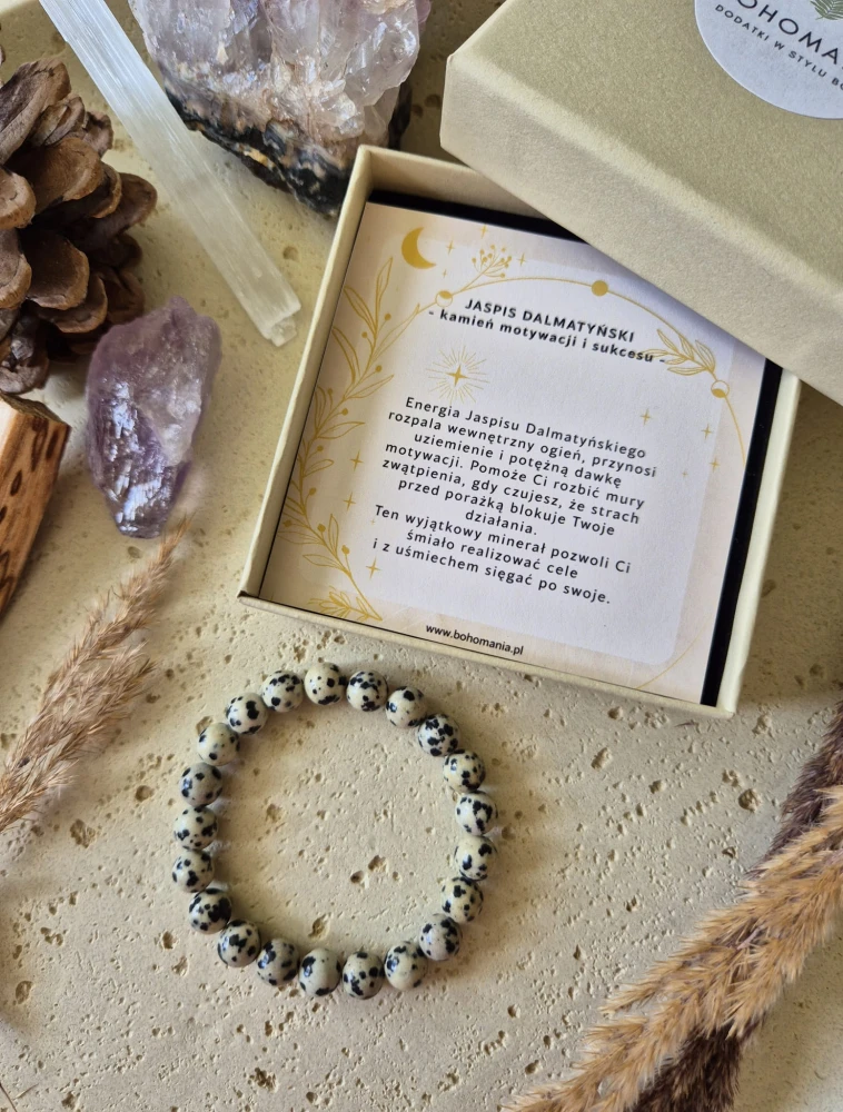 BLIŹNIĘTA Bransoletka zodiakalna | Jaspis dalmatyński - Motywacja i sukces
