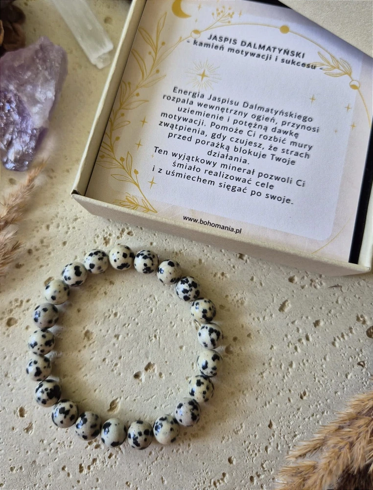 BARAN Bransoletka zodiakalna | Jaspis dalmatyński - Motywacja i sukces