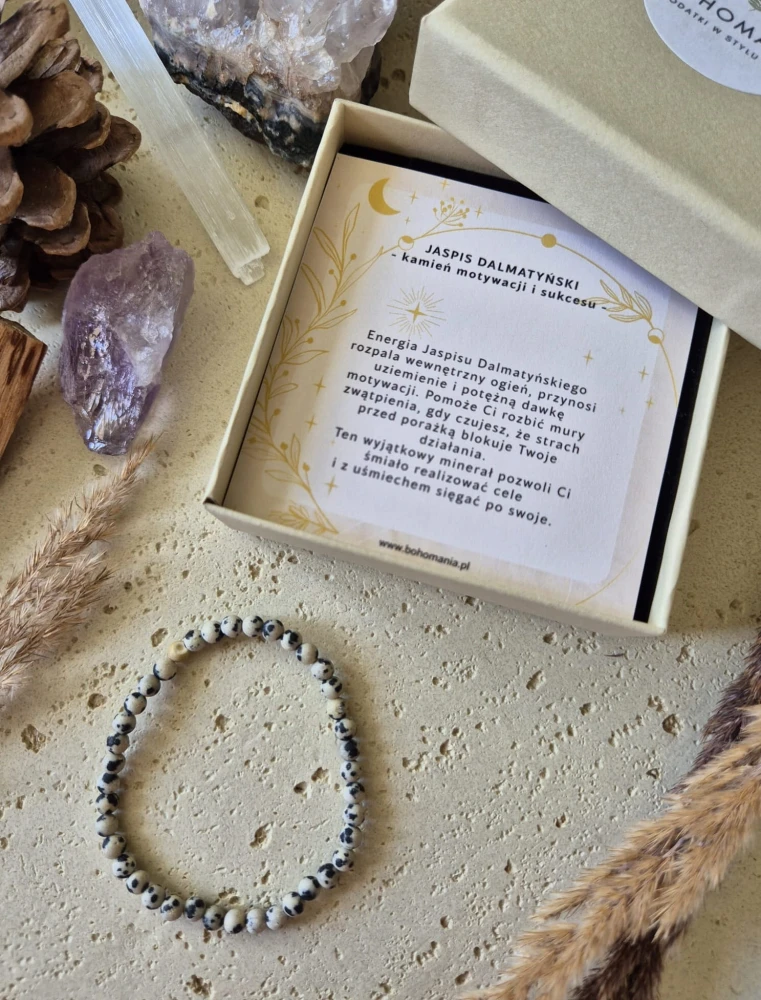 BARAN Bransoletka zodiakalna | Jaspis dalmatyński - Motywacja i sukces