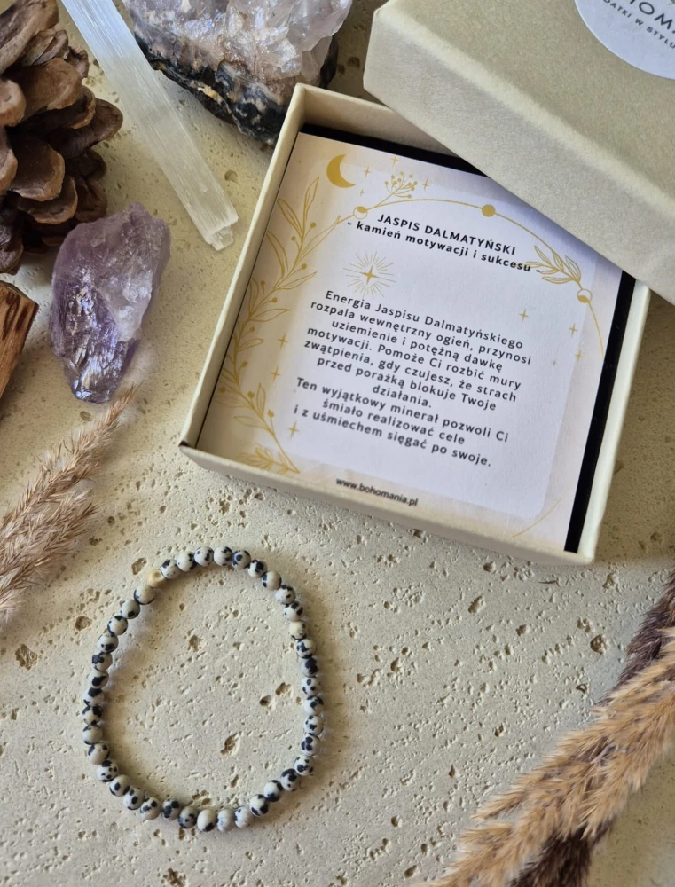 PANNA Bransoletka zodiakalna | Jaspis dalmatyński - Motywacja i sukces