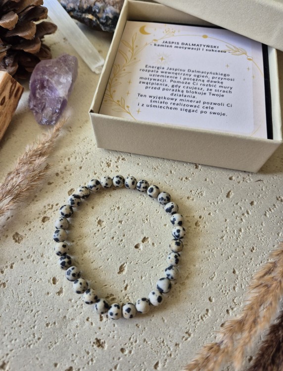 PANNA Bransoletka zodiakalna | Jaspis dalmatyński - Motywacja i sukces