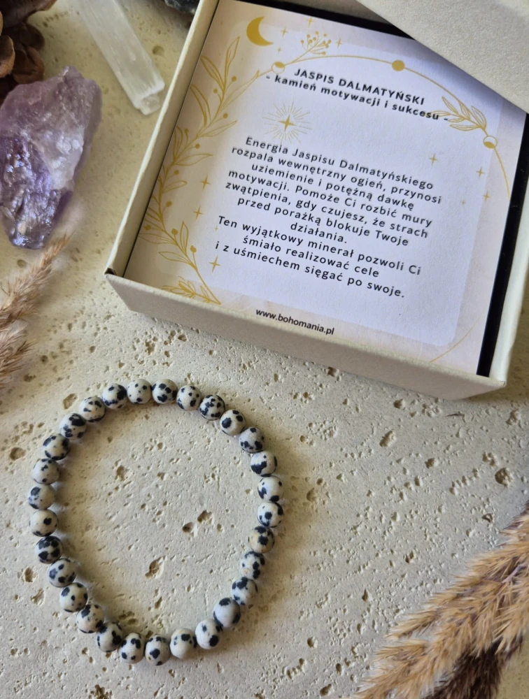 BLIŹNIĘTA Bransoletka zodiakalna | Jaspis dalmatyński - Motywacja i sukces