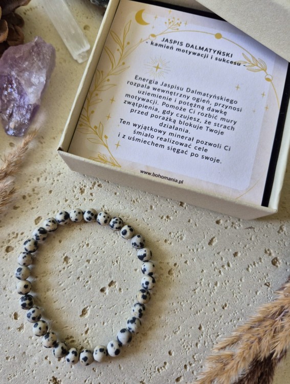 BLIŹNIĘTA Bransoletka zodiakalna | Jaspis dalmatyński - Motywacja i sukces