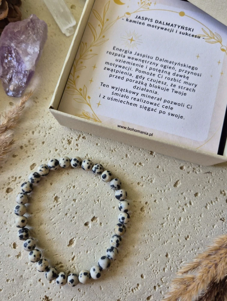 PANNA Bransoletka zodiakalna | Jaspis dalmatyński - Motywacja i sukces