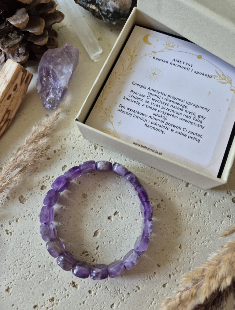 WODNIK Bransoletka zodiakalna | Ametyst - Harmonia i spokój