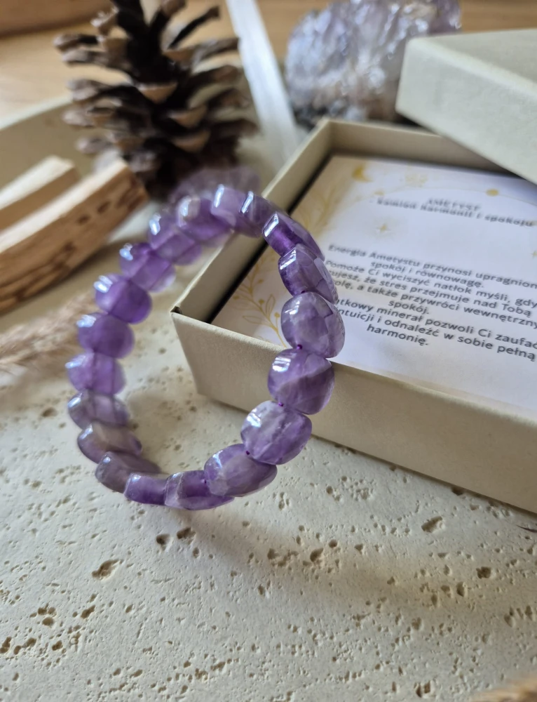 WODNIK Bransoletka zodiakalna | Ametyst - Harmonia i spokój