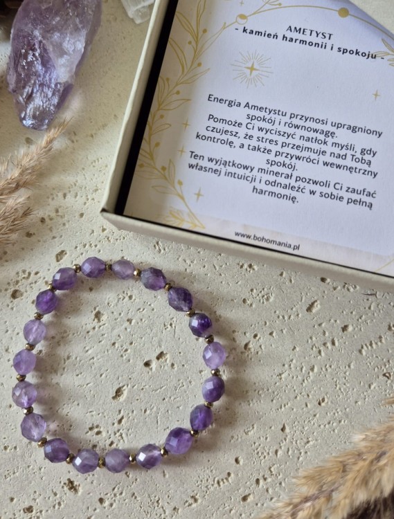 WODNIK Bransoletka zodiakalna | Ametyst - Harmonia i spokój
