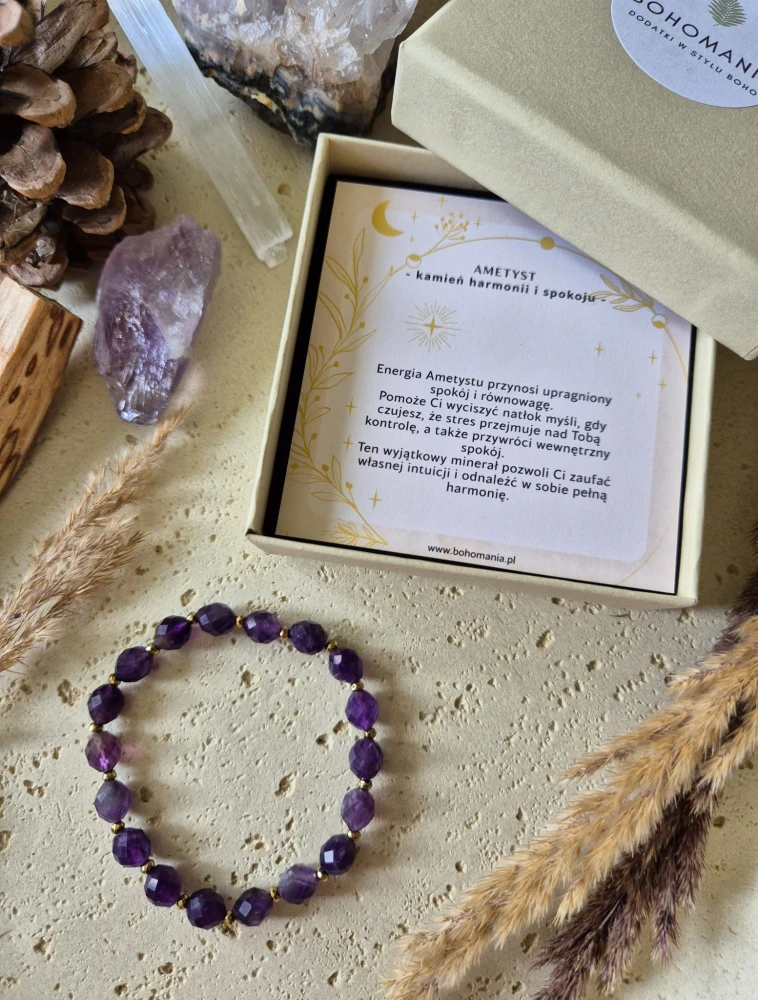 RYBY Bransoletka zodiakalna | Ametyst - Harmonia i spokój