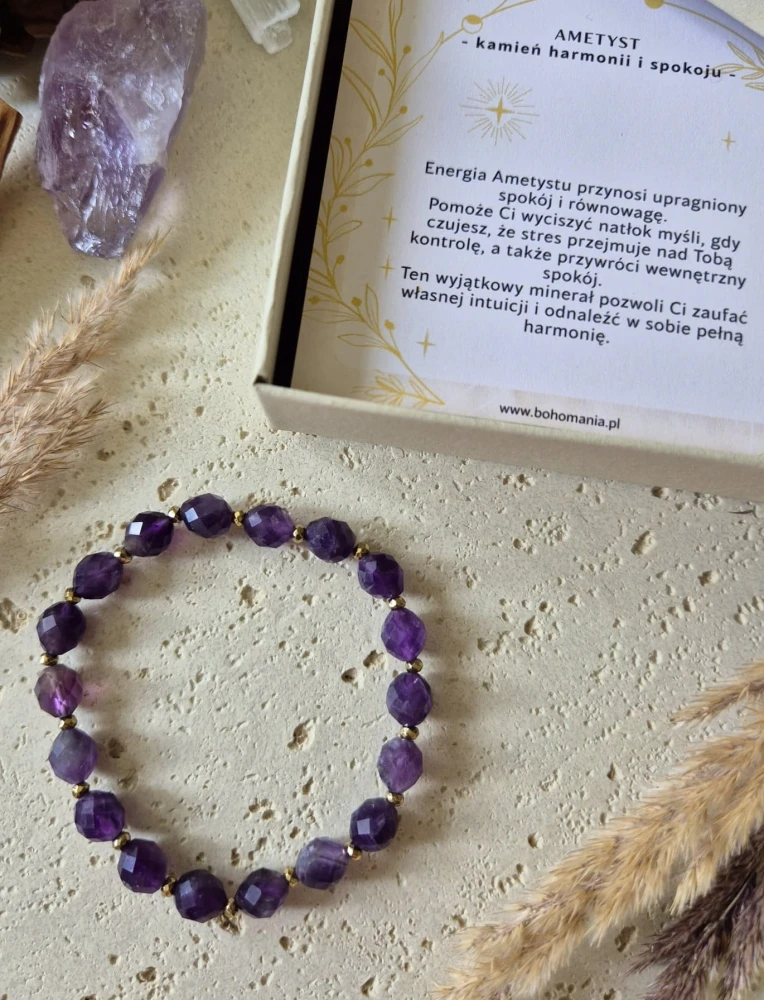 WODNIK Bransoletka zodiakalna | Ametyst - Harmonia i spokój