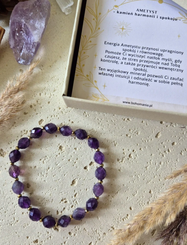 RYBY Bransoletka zodiakalna | Ametyst - Harmonia i spokój