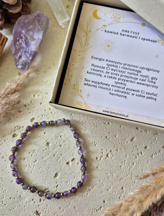 RYBY Bransoletka zodiakalna | Ametyst - Harmonia i spokój