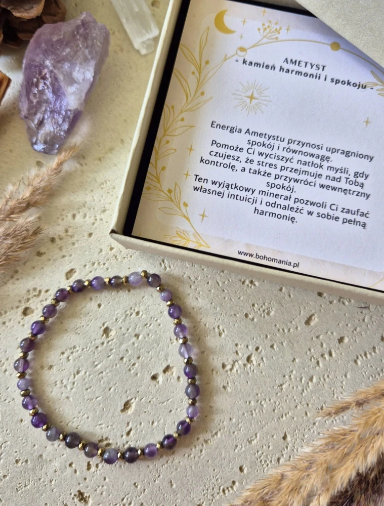 WODNIK Bransoletka zodiakalna | Ametyst - Harmonia i spokój