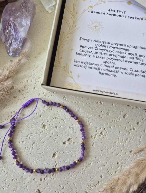 RYBY Bransoletka zodiakalna | Ametyst - Harmonia i spokój