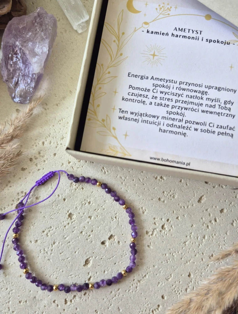 WODNIK Bransoletka zodiakalna | Ametyst - Harmonia i spokój