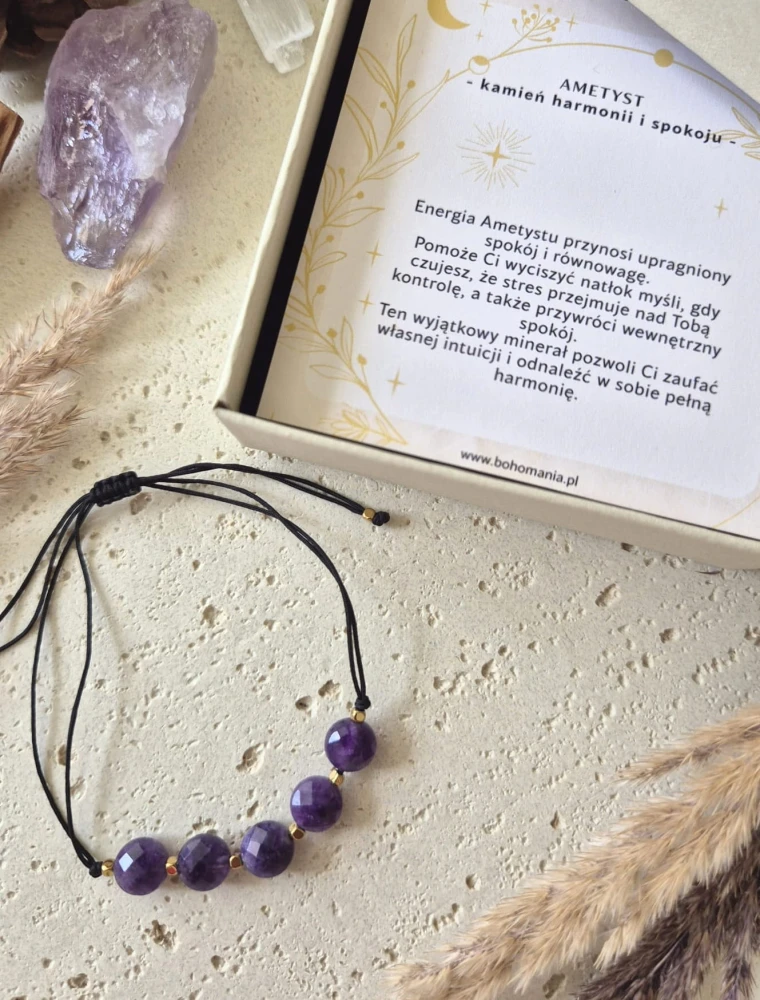 WODNIK Bransoletka zodiakalna | Ametyst - Harmonia i spokój