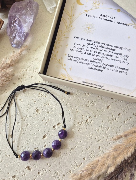 WODNIK Bransoletka zodiakalna | Ametyst - Harmonia i spokój