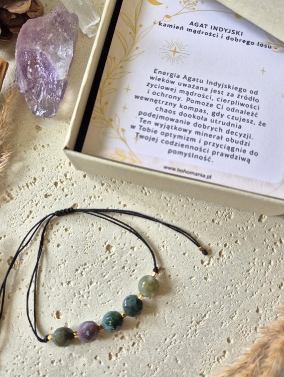 BLIŹNIĘTA Bransoletka zodiakalna | Agat indyjski - Mądrość i dobry los