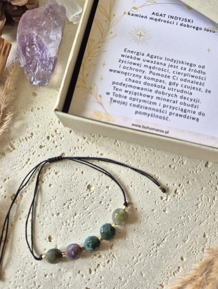 PANNA Bransoletka zodiakalna | Agat indyjski - Mądrość i dobry los