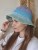 Ażurowy przewiewny Bucket Hat SUMMER na lato | Regulowany Niebieski Letni Kapelusz Damski