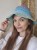 Ażurowy przewiewny Bucket Hat SUMMER na lato | Regulowany Niebieski Letni Kapelusz Damski