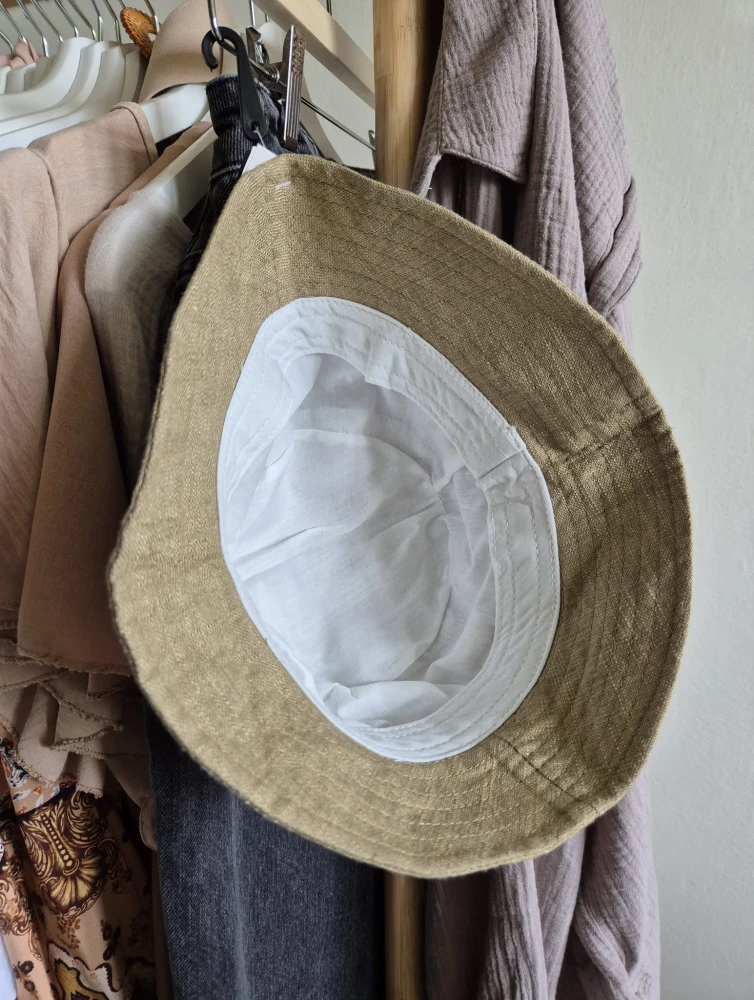 Lniany kapelusz na lato | Bucket hat damski - męski 54-56cm | 100% len, kolor brązowy