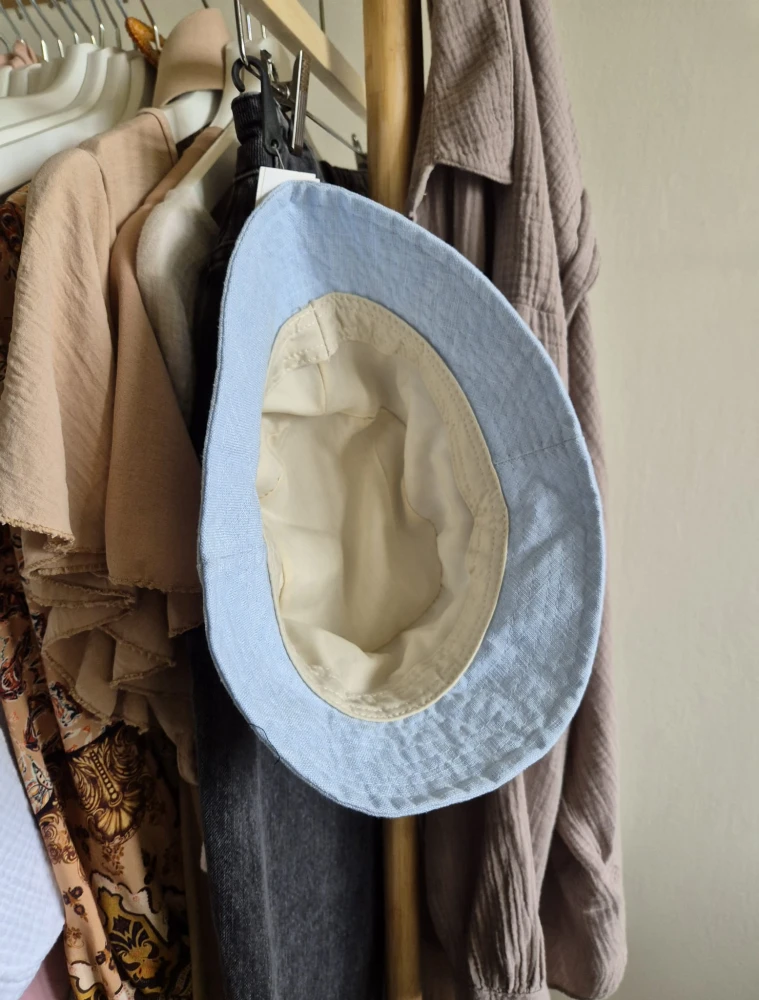 Lniany kapelusz na lato | Bucket hat damski / męski 54-56cm | 100% len błękitn
