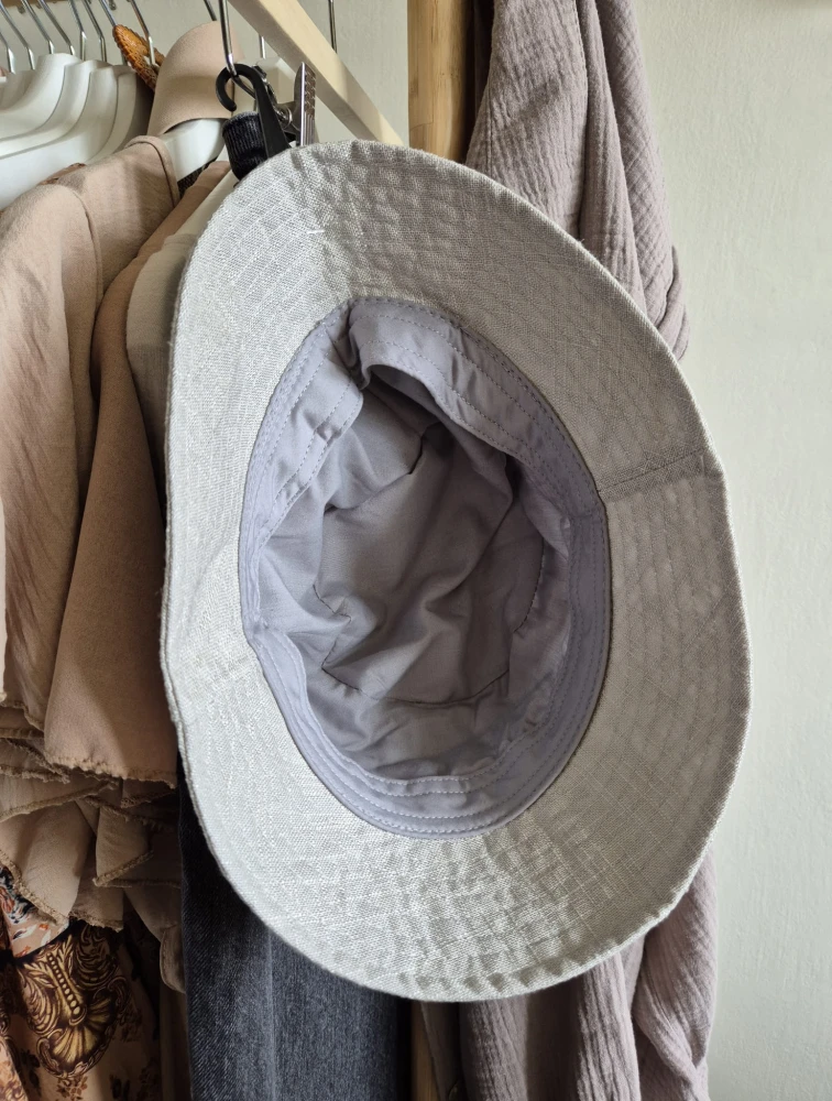 Lniany kapelusz na lato | Bucket hat damski - męski 54-56cm | 100% len, kolor szary