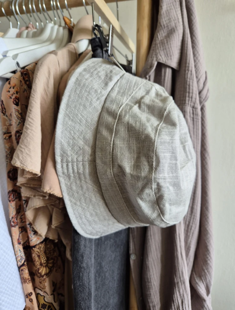 Lniany kapelusz na lato | Bucket hat damski - męski 54-56cm | 100% len, kolor szary