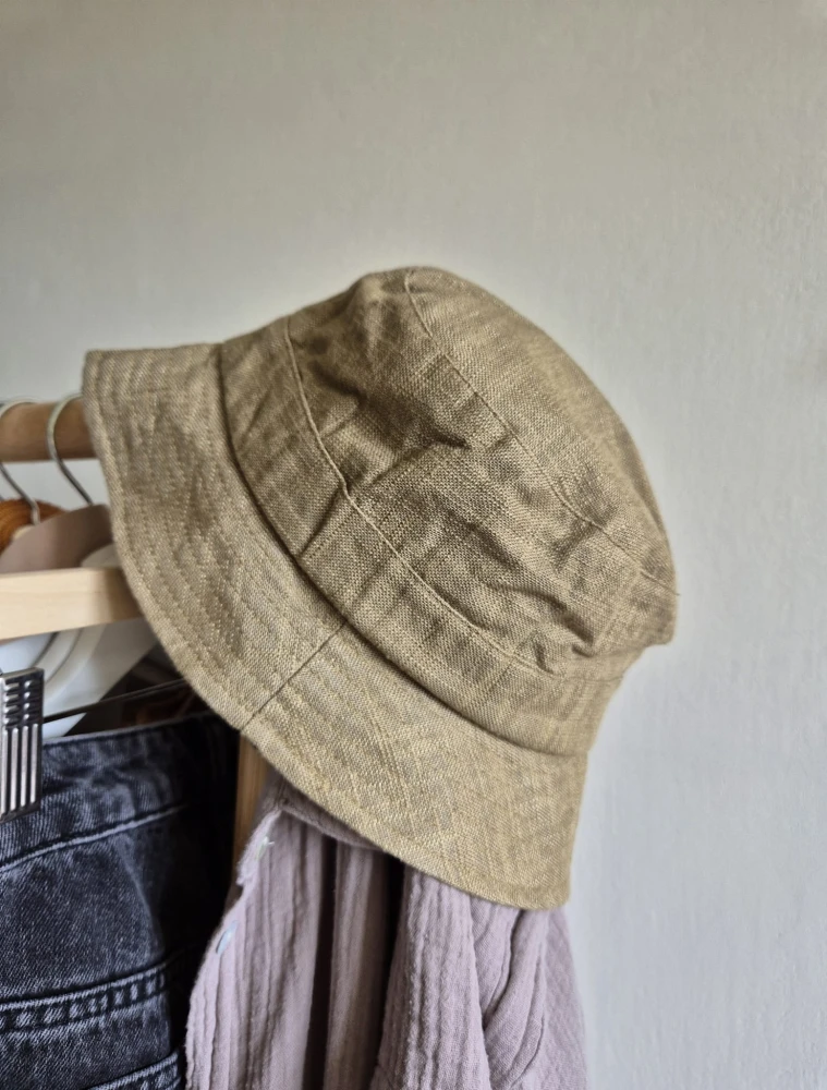 Lniany kapelusz na lato | Bucket hat damski - męski 54-56cm | 100% len, kolor brązowy